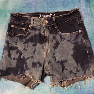 Aeropostale Women's Tie-Dye Black Jean Shorts